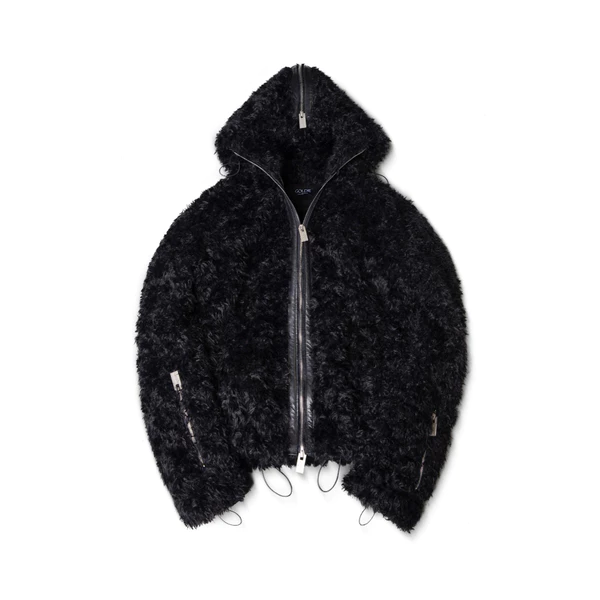 Áo Khoác Goldie "FAUX FUR MULTI ZIPPER" Màu Đen