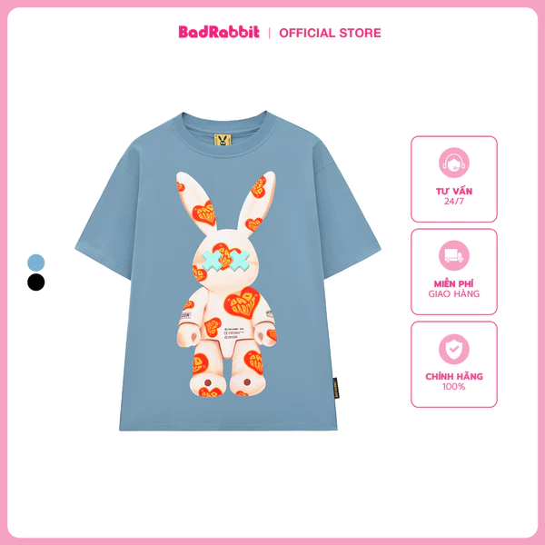 Áo Thun Heart Pattern Rabbit Tee Blue - Local Brand Chính Hãng