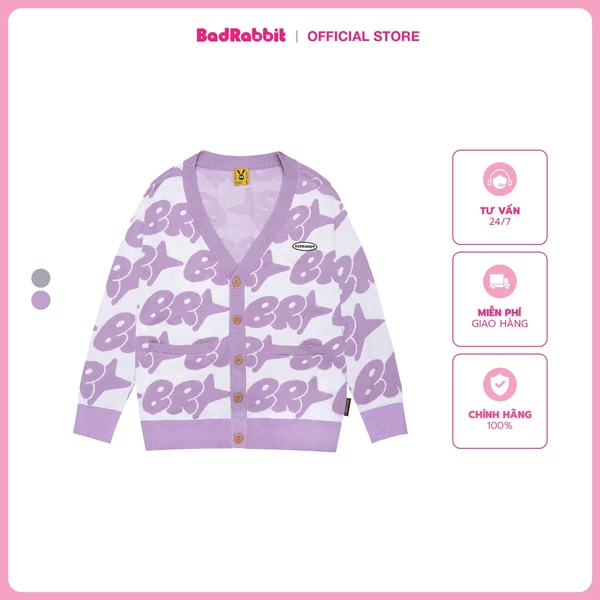 Áo Khoác Len Cardigan Purple Cartoon - Local Brand Chính Hãng