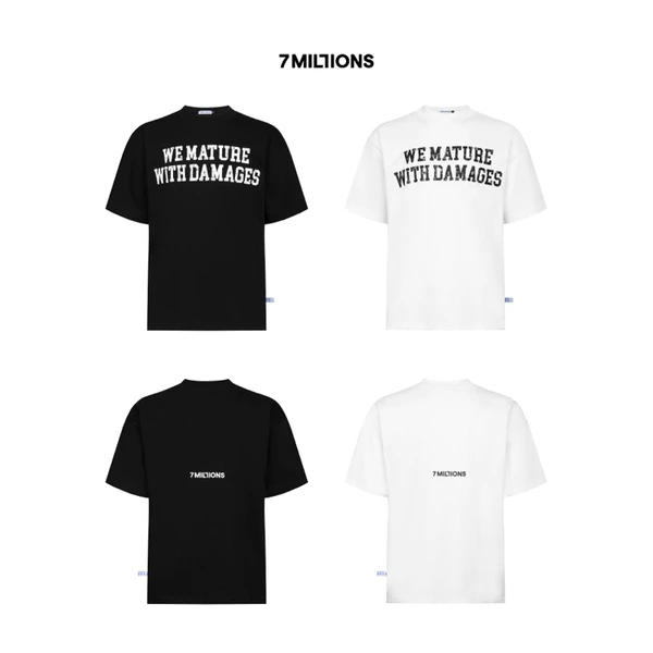 Áo Thun Cổ Tròn Quotes Vải Cotton 2 Chiều Unisex Oversized 7MILLIONS (Trắng & Đen)