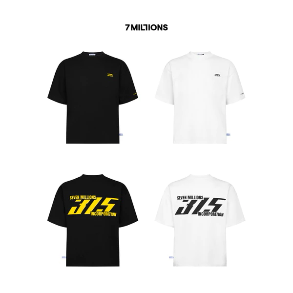 Áo Thun Cổ Tròn '315' Vải Cotton 2 Chiều Form Boxy Unisex 7MILLIONS (Trắng & Đen)