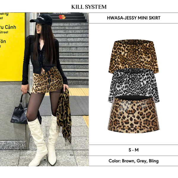 Chân váy da beo cạp thấp tôn dáng Hwasa - Killsystem