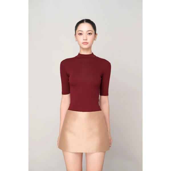 RUBIES Sera Top - Áo Thun Nữ Dáng Ôm Tay Ngắn Cổ Lọ