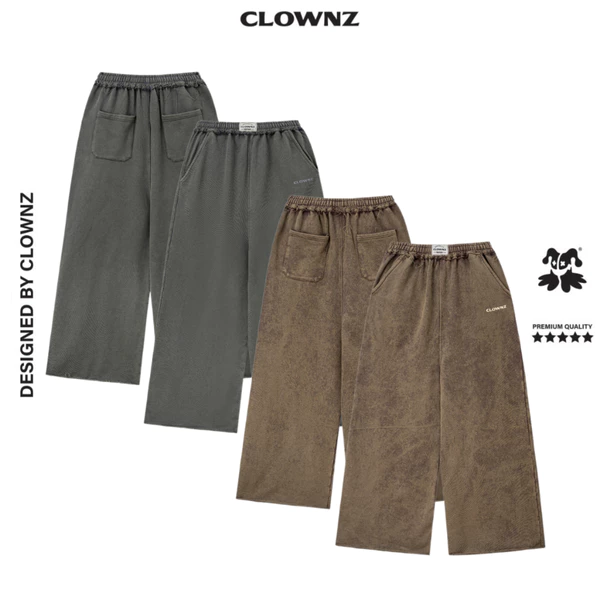 Quần dài ClownZ Wide Leg Washed Pants basic unisex nam nữ quần chun