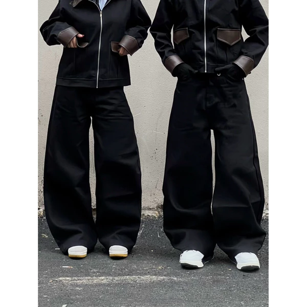 Quần Jean ống rộng form to WIDE LEG Pants  THEBROTHERS màu đen