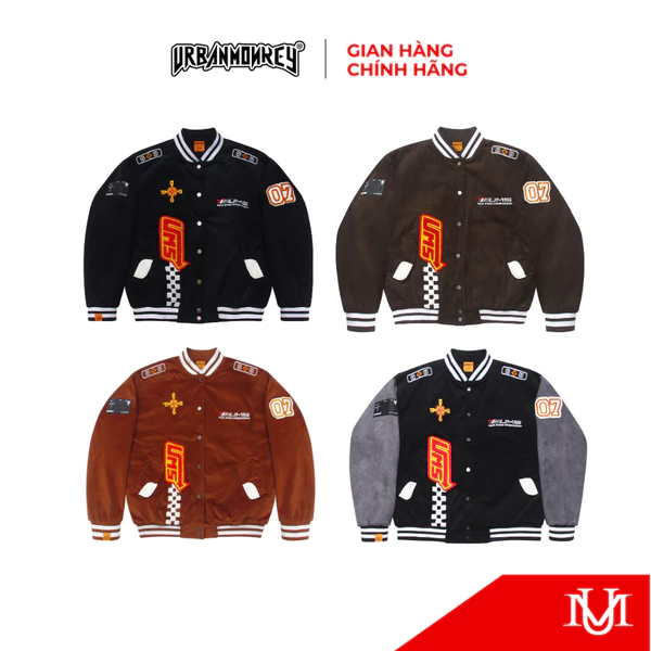 Áo Khoác Varsity URBAN MONKEY Racestar Champion Nhung Tăm Chằn Gòn Form Oversize Nam Nữ Local Brand