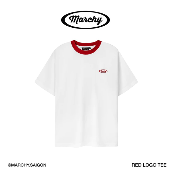MARCHY - Red Logo Tee - Áo thun phối bo màu
