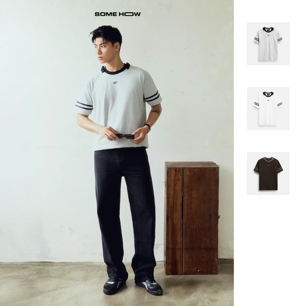  Áo Thun Regular Collorline Mix, Chất Vải Cotton blend Thoải Mái, AT0272, SOME HOW STORE