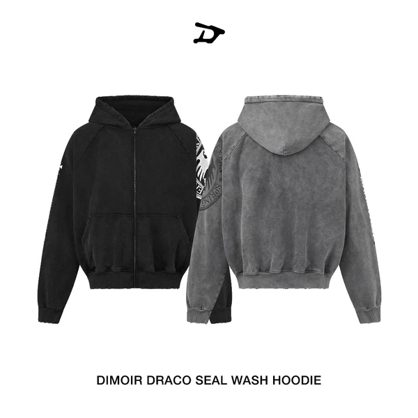 Áo khoác DIMOIR DRACO SEAL màu wash ĐEN / màu wash XÁM