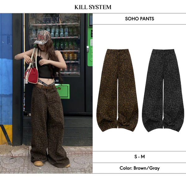 𝐊𝐈𝐋𝐋 𝐒𝐘𝐒𝐓𝐄𝐌 - Quần dài kaki ống rộng da beo SoHo