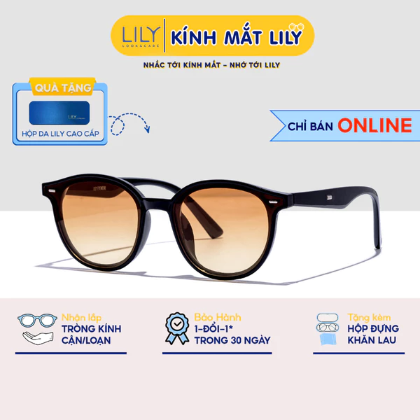 Kính mát mắt tròn nam nữ LILYEYEWEAR chống tia UV400 kiểu dáng thời trang chất liệu nhựa chắc chắn 2088