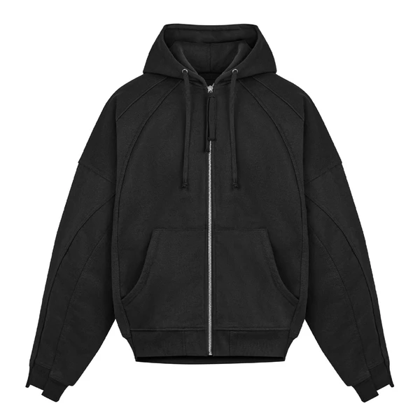 Áo Hoodie Oversized Rã Rập - Ivankov Black Spliced Oversized Zip Hoodie