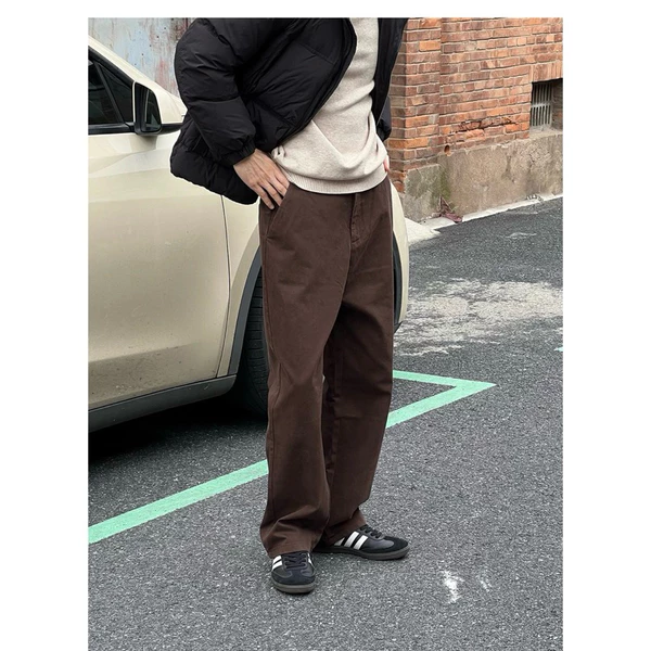 BROWN WIDE STRAIGHT JEANS WHOSE - Quần jeans ống đứng wide fit Whose Studio 512