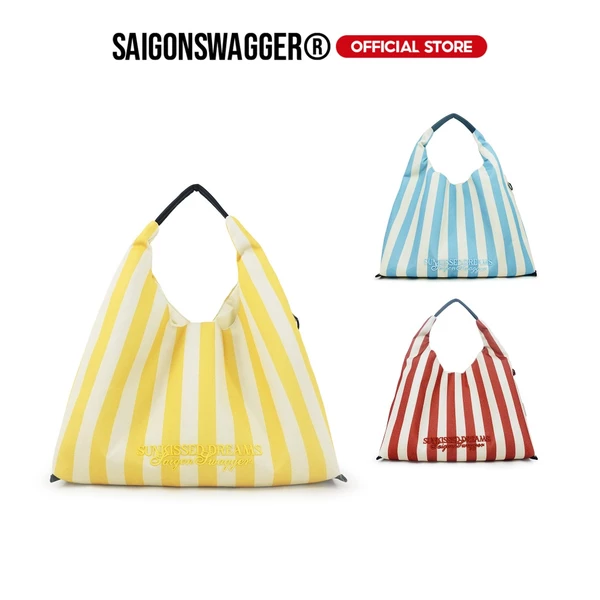 Túi Xách Hobo Canvas Kẻ Sọc SAIGONSWAGGER® STRIPE HOBO BAG Túi Đi Biển