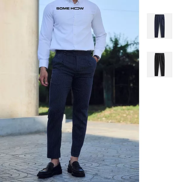Quần Tây Nam Sidetab Formal Stripes, Chất Vải Cotton Thoải Mái, QT0029, SOME HOW STORE
