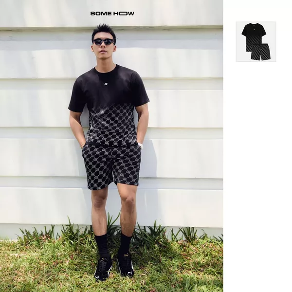 Set Nam T-shirt Short Gradient Mono Effect, Chất Vải Cotton Thoải Mái, SB0051, SOME HOW STORE