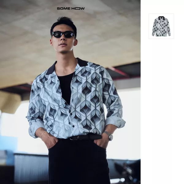 Áo Sơ Mi Nam Cuban Diamond Effect Tropical, Chất Vải  Linen Thoải Mái, SM0120, SOME HOW STORE