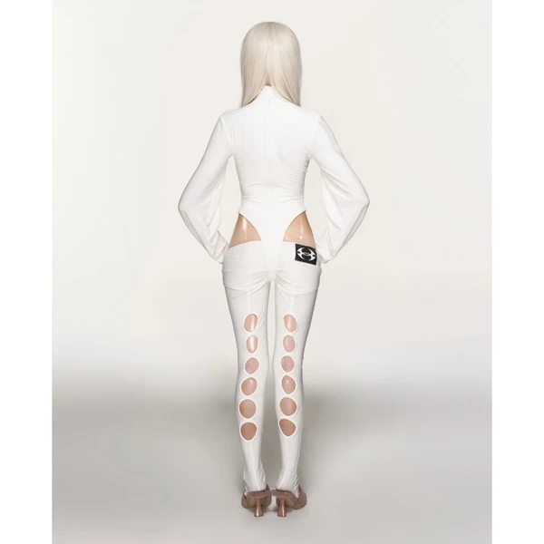 QUẦN SCULPTED WHITE CYBER CUT-OUT PANTS