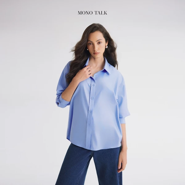 Áo sơ mi Clean Oversized Shirt MONO TALK (xanh da trời) vải poplin hạn chế nhăn, mềm mát T10012FT