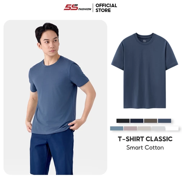 Áo Phông Nam Mùa Hè 5S Fashion (9 Màu) Chất Cotton Thấm Hút, Thiết Kế Trơn Basic Dễ Mặc 01-ATS25045