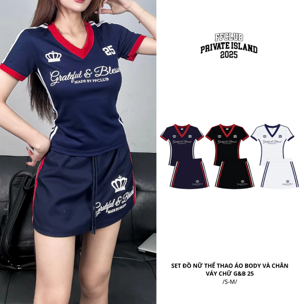 [CÓ TÁCH SET] Set đồ nữ Thể Thao Áo body và chân váy chữ G&B 25 FFCLUB MIX chất liệu Cotton co giãn