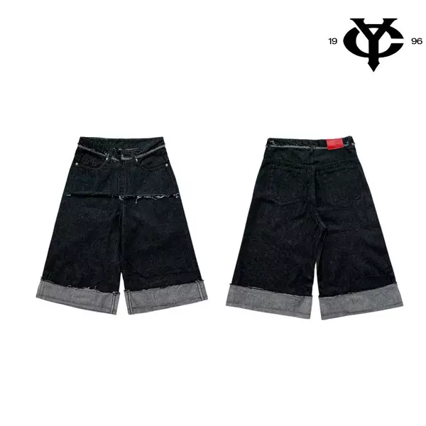 WHOSE x YC1996 - Quần Short Baggy Ống Rộng Xắn Gấu Ghép Tối 2 Tầng Local Brand Unisex