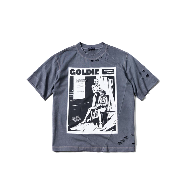 Áo thun "ACID DISTRESSED WASHED TSHIRT" giặt mài đánh rách màu xanh