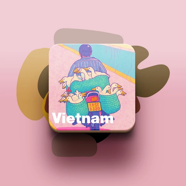 Miếng lót ly uống nước chống thấm nước bảo vệ bàn khỏi đồ uống in hình dễ thương Du lịch Vietnam phần 2