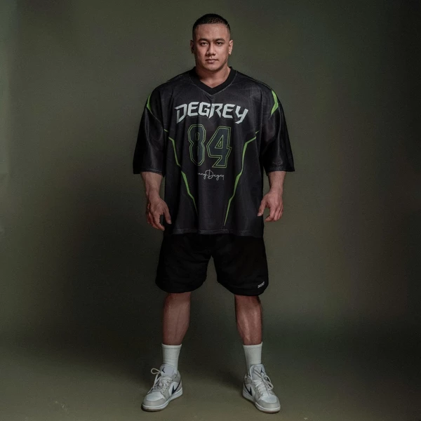 Áo thun thể thao màu CYBER GREEN NEON Degrey Jersey 84 cổ tim - JERCYBERG