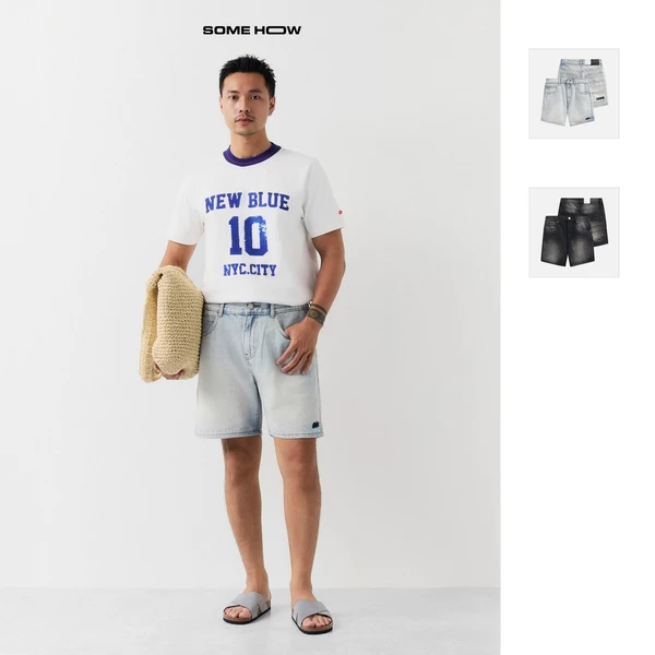 Quần Short Nam Straight Back Pocket, Chất Vải Jean Cotton Thoải Mái, QS0116, SOME HOW STORE
