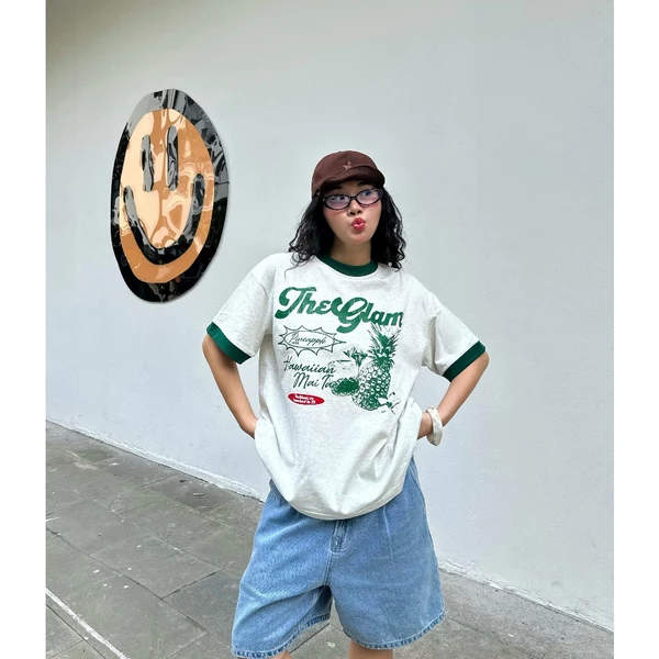 TheGlam CHÍNH HÃNG - Áo Thun Xám "MAI TAI" Form Boxy UNISEX Ringer Tee Áo Hè - TS05-10