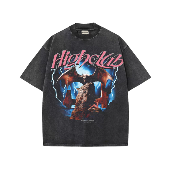 Áo thun MOTD WASH TEE HIGHCLUB cổ tròn form oversize màu ĐEN - Unisex