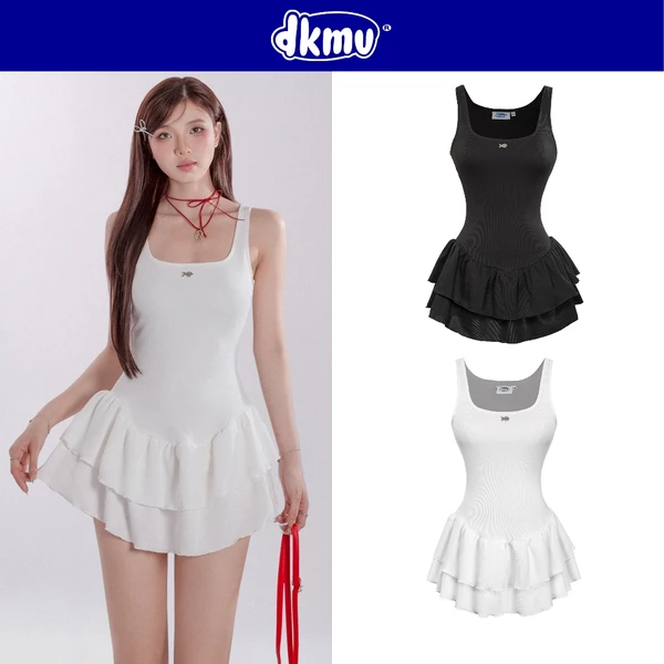 Đầm nữ đẹp kiểu 2 tầng xòe DKMV dáng chữ A ôm đáng yêu không tay thiết kế logo Cá Gwen Dress | K-D18