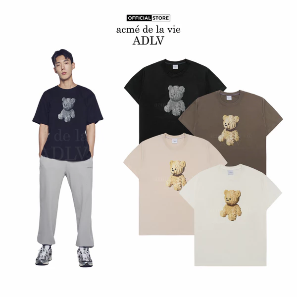 Áo Thun ADLV Block Bear Be Dáng Oversized Màu Đen/Be/Cacao/Kem - Hàng chính hãng