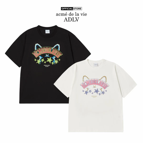 Áo Thun ADLV Star Rabbit dáng oversized màu đen/kem - Hàng chính hãng