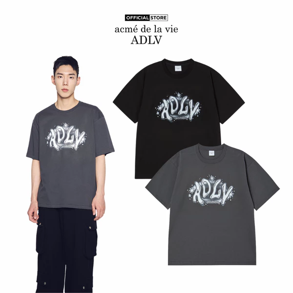 Áo Thun ADLV Universe Logo dáng oversized màu đen/than chì - Hàng chính hãng
