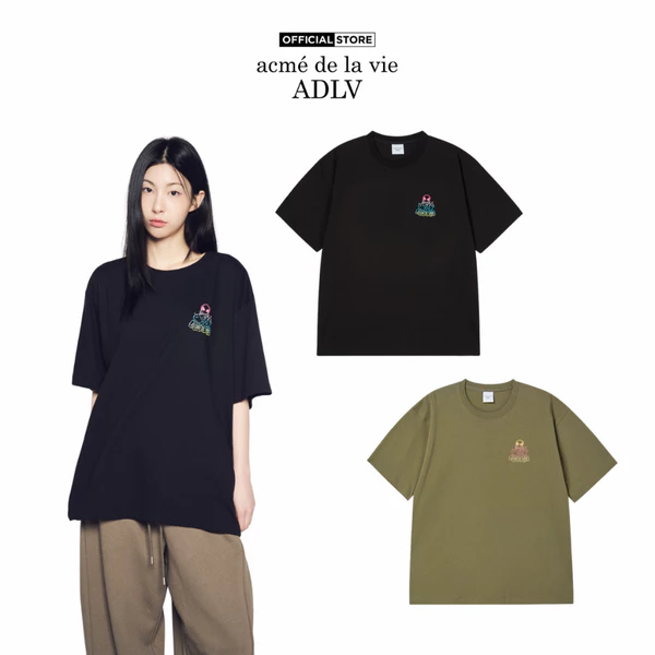 Áo Thun ADLV Gradation Alien dáng oversized màu đen/xanh olive - Hàng chính hãng