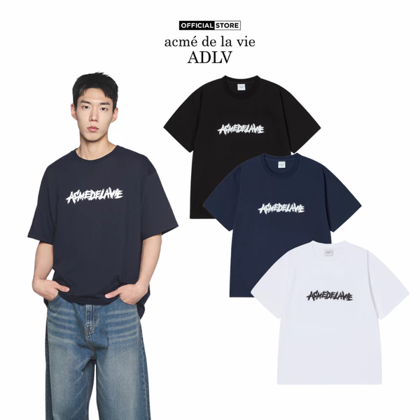 Áo Thun ADLV Rough Painting Logo dáng Oversized màu đen - Hàng chính hãng
