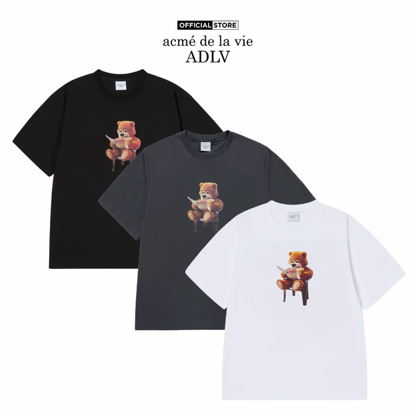 Áo Thun ADLV Ac Bear X Café Đọc Báo Vietnam Exclusive dáng Oversized màu đen/trắng/than chì - Hàng chính hãng