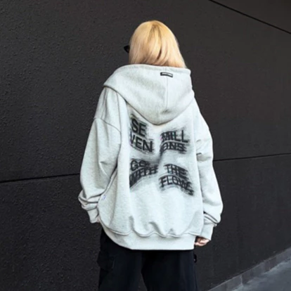 Áo Khoác Hoodie Zip Multiline Vải Nỉ Chân Cua Oversized 7MILLIONS (Xám & Đen)