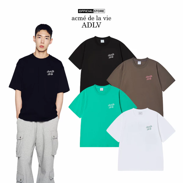Áo Thun ADLV Outline Script Logo dáng oversized màu đen/trắng/ca cao/xanh lá - Hàng chính hãng