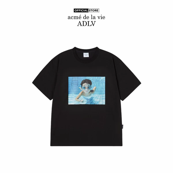 Áo Thun ADLV Baby Face Diving Boy Sleeve dáng oversized màu đen - Hàng chính hãng