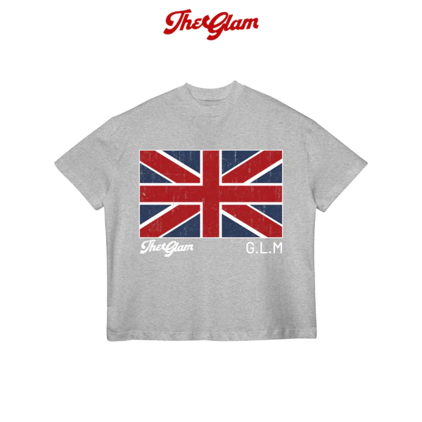TheGlam CHÍNH HÃNG - Áo Thun Form Boxy "UK FLAG" UNISEX - Màu Xám Tiêu - TS03-01