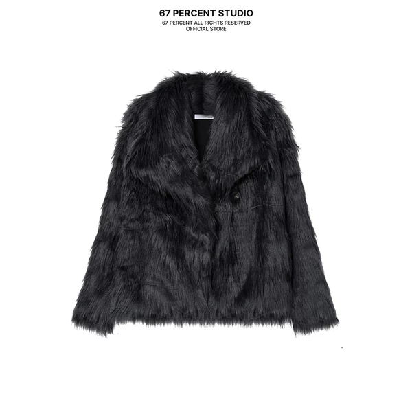 Áo Khoác Lông Faux Fur Jacket 67PERCENT / 67% Màu Đen Chất Liệu Mêm Mịn Cao Cấp
