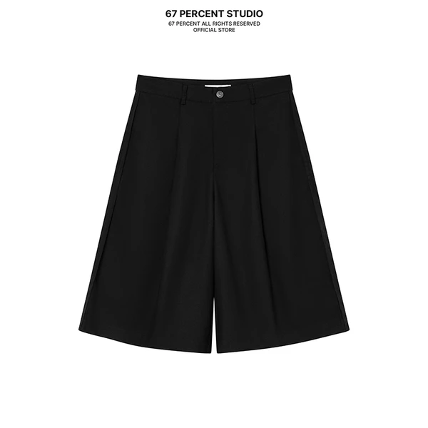 Quần Shorts Chất Liệu Linen Màu Đen Trắng 67PERCENT / 67% Unisex - BERMUDA SHORT LINEN