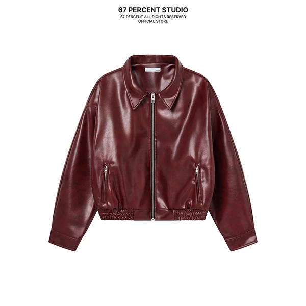 Áo Khoác Da Bomber Chất Liệu Faux Leather Cao Cấp 67PERCENT / 67% - YANKEE LEATHER JACKET