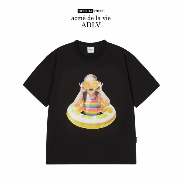 Áo Thun ADLV Baby Face Orange Tube dáng oversized màu đen - Hàng chính hãng