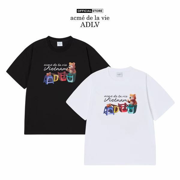 Áo Thun ADLV Ac Bear X Trà Đá Vỉa Hè Vietnam Exclusive dáng oversized màu đen/trắng - Hàng chính hãng