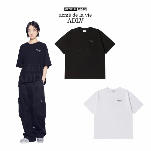 Áo Thun ADLV Ribbon Basic Logo Dáng Oversized Màu Đen/Trắng - Hàng chính hãng