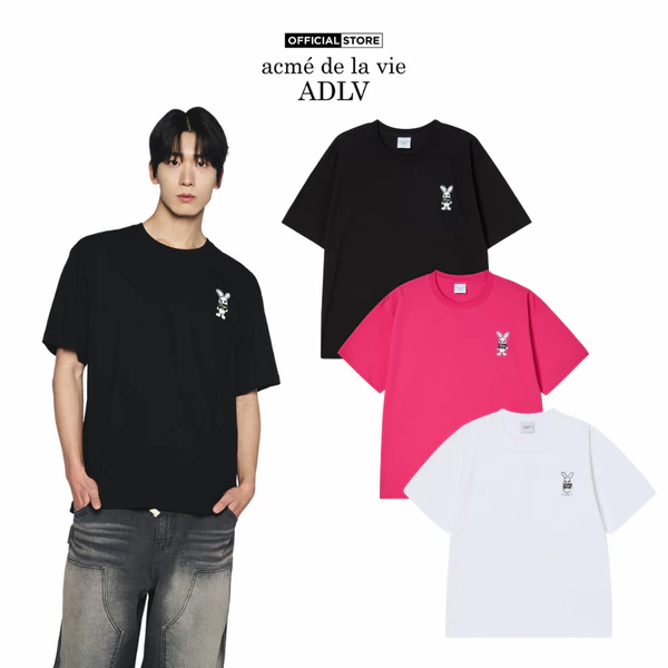 Áo Thun ADLV Mugshot Alien Dáng Oversized Màu Đen/Hồng/Trắng - Hàng chính hãng